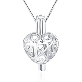 LGSY Twisted Heart Cage Pendants for Pearl Jewelry Making Sterling Silver, Design Cage Pendants for Women