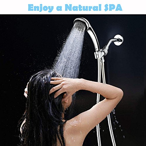 Chrider Handheld Shower Head, High Pressure 7 Spray Settings Luxury Showerhead, 60" Stainless Steel Hose and 3.2" Face , Adjustable Mount and Teflon Tape, Chrome Hand Held Finish