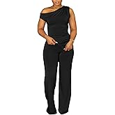CXXQ 2 Piece Club Outfits for Women Clubwear Sexy Off Shoulder Ruched Crop Tops Bodycon Wide Leg Pant Sets Pantsuits