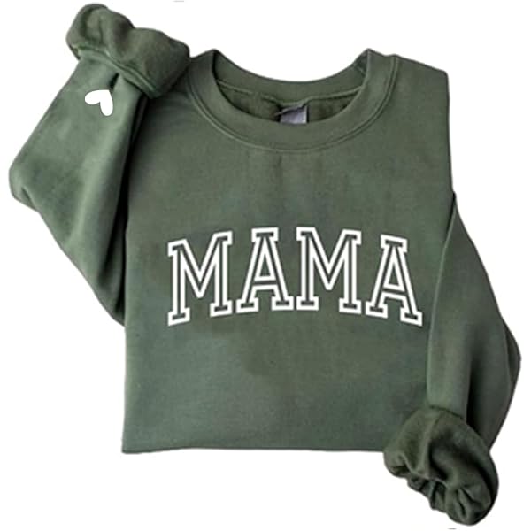 ☆runa-mama☆ IZI POD Personalized Mama Sweatshirt, Custom Name on Sleeve, Puff