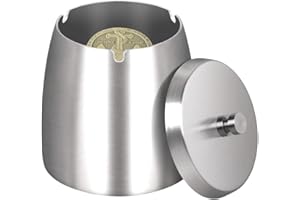 Craftsboys Stainless Steel Outdoor Ashtray with Lid,Protable Windproof for Cigarette, Ashtray for Home Office Tabletop Outsid