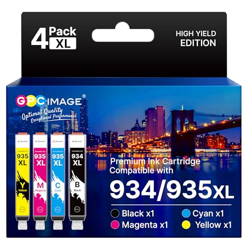 GPC IMAGE Lot de 4 Cartouches d'encre 934 XL 935XL compatibles avec HP 934 934 XL 934XL 935 935 XL pour HP Officejet Pro 6230 pour HP Officejet Pro 6830 pour HP Officejet 6820 6800