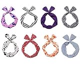 Elife Pack of 8 Wired Hair Tie Twist Bow Headband Headwear Scarf Wrap Accessory Lot for Lady Girls Women