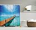 Ambesonne Nautical Shower Curtain Ocean Scenery Decor by, Wooden Dock Maldives Tropical Island Seashore Gazebo Cabana Theme Beach Decorations for Home Bathroom Fabric 69 x 70 Inches Blue Turquoise