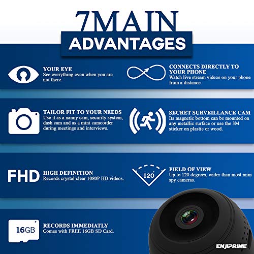 Spy Camera Wireless Hidden Camera - Premium WiFi Enabled Hd 1080p Mini Camera Viewable from Phone Or PC - Black Nanny Camera with Night Vision and Motion Detection