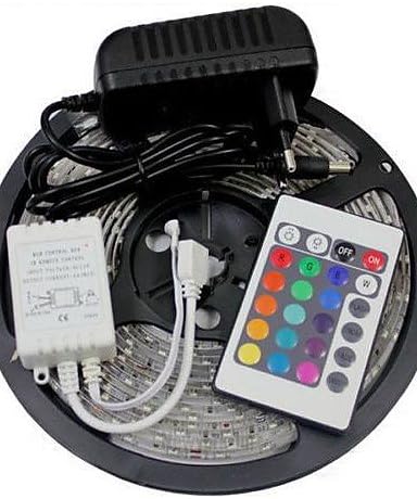 HJLHYL 5M 150X5050 SMD RGB LED Strip Light and 24Key Remote Controller and 3A US Power Supply (AC110-240V)