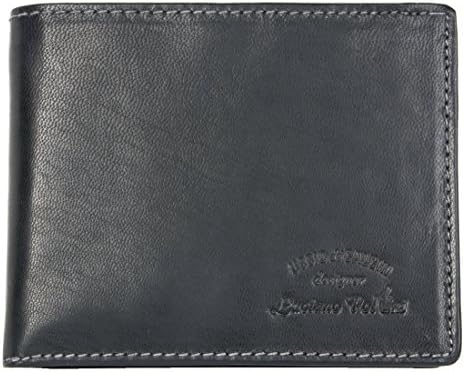 Men's Italian Black Luxury Pocket Sized Genuine Leather Wallet Luciano Pollini