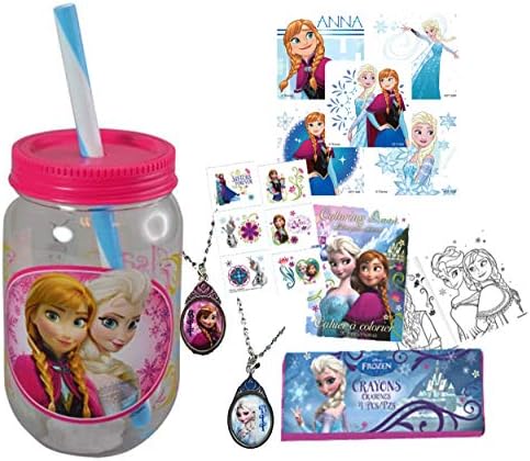 Pink Frozen Elsa & Anna Fun Sip Favor Cup! Easter Basket Filler, Stocking Stuffer or Party Favor! Pre-Filled & Ready for Giving! Includes Keepsake Tumbler, Stickers & Favors!