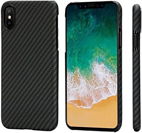 iPhone X Case Real Carbon Fiber Phone Case Ultra Thin Super Light Strongest Durable Snugly Fit Snap-on Case for iPhone X-Black/Grey