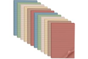 KOZERITE (12 Pack) Lined Sticky Notes 4x6 in Ruled Stickies Super Sticking Power Memo Pads Vintage Colors
