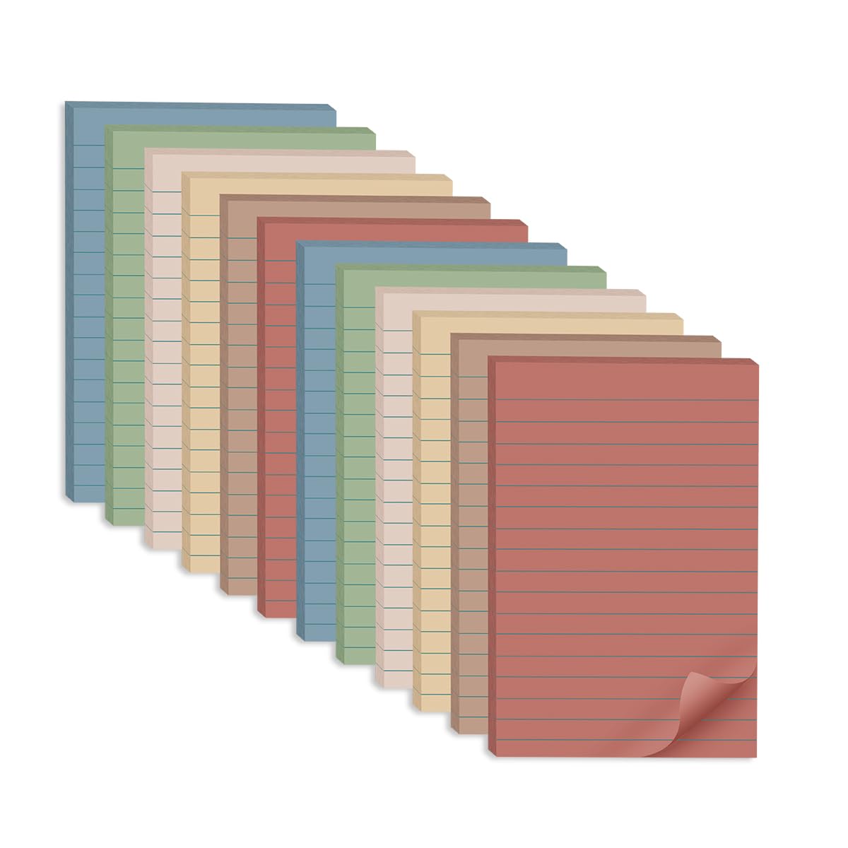 Photo 1 of (12 Pack) Lined Sticky Notes 4x6 in,Large Notepads with Lines,Ruled Stickies Super Sticking Power,Office School Memo Note Pads Vintage Colors,Post on Windows Doors,Recyclable,Easy to Write on