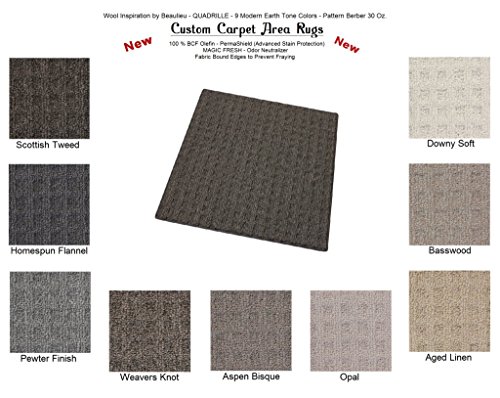 SQUARE 4'x4' Opal - QUADRILLE - Custom Carpet Area Rugs & Runners - 30 Oz. Pattern Berber Style in Modern Earth Trones | 9 Colors to Choose From