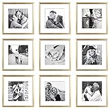 ArtbyHannah 9 Pack 12x12 Gold Square Picture Frames