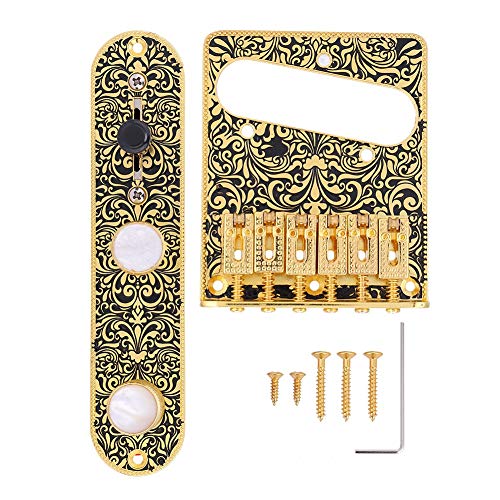 Alomejor Guitar Volume Control Plate + Guitar Bridge Single Coil Pickup Hole for Telecaster Electric Guitar