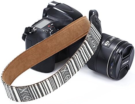 Leather Camera Strap Vintage Shoulder Neck Strap Belt Adjustable with Safety Harness Adapter Fits for Canon Nikon Sony Pentax Polaroid Camera and Dslr DSLR Camera