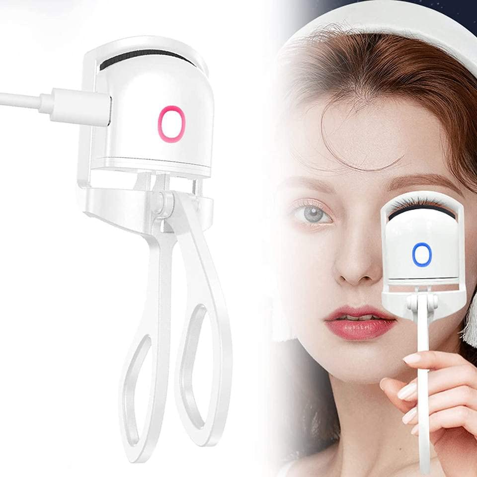 Heated Eyelash Curlers, Electric Eyelash Curlers wtih USB Rechargeable ， Quick Natural Curling 2 Temperature Modes Heated Lash Curling Long Lasting Lash Tool (L)