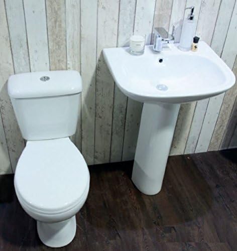Cassellie Unison Modern Close Coupled Toilet & Full Pedestal Basin Set