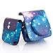 [Portable Instax Mini Photo Collecting Case] —WOODMIN Exclusive Starry Sky Galaxy PU Leather Storage Bag for 3 Inches Photos, Films and Fijifilm Instax Mini Close-up Lens (Blue)