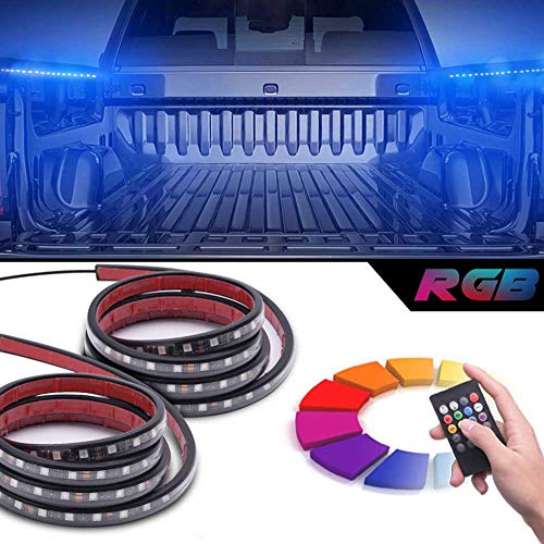 MICTUNING 2Pcs 60 Inch Smart RGB LED Truck Bed Lights with Sound-Activated Function, Wireless Remote, On Off Switch for Pickup SUV RV and More