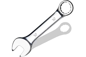 pgroup 10 mm Metric Stubby Combination Wrench, CR-V Steel with Mirror Polish, 12-Point Design, 15-Degree Offset, Perfect for Auto Repair, Household, Car & Truck Emergency