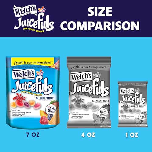 WELCH’S JUICEFULS JUICY FRUIT SNACKS, MIXED FRUIT, FRUIT GUSHERS, SHARING SIZE BAGS, 7 OZ (PACK OF 1)