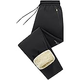 Purthet Mens Winter Pants Sherpa Fleece Lined Sweatpants Thermal Joggers with Zipper Pockets for Outdoor, Snow Sports