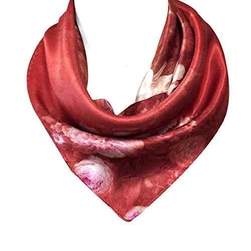 Allydrew Charmeuse Silk Neckerchief Square Scarves, Passion Bloom