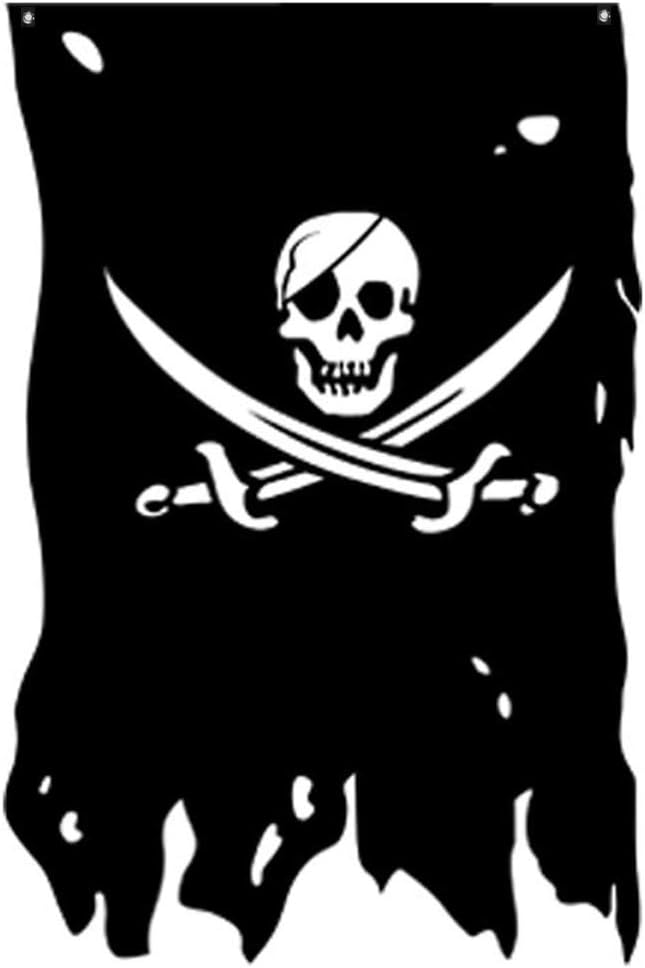 Flags - Jack Rackham Flag 3x4.8Fts Creepy Ragged Pirate Broadsword Old Skull Bones Banner Vertical