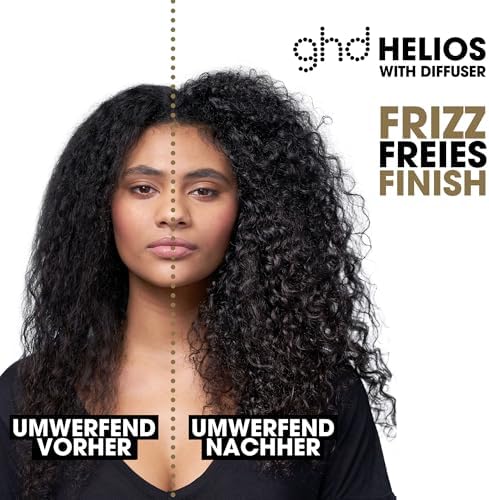 Helios Haartrockner, professioneller Föhn für schnelles Styling und Fön Ergebnisse wie vom Friseur mit leistungsstarkem Motor Ionen Technologie für glänzende, glatte, Dunkelblau, Standard