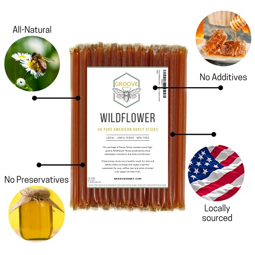 Wildflower Honey Sticks with Each Honey Stick Containing Pure Honey