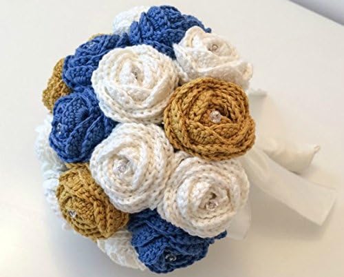 Crochet Rose Bridal Bouquet with Diamantes Customizable