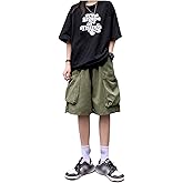 Weierpidan Women's Summer Cargo Shorts Elastic Waist Drawsting Comfy Cotton Loose Shorts