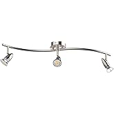 Laite Lumens Track Lighting, Modern 3-Light Decorative Brushed Steel Flush Mount Ceiling Light Fixture, GU10 Pivot Heads, Adj