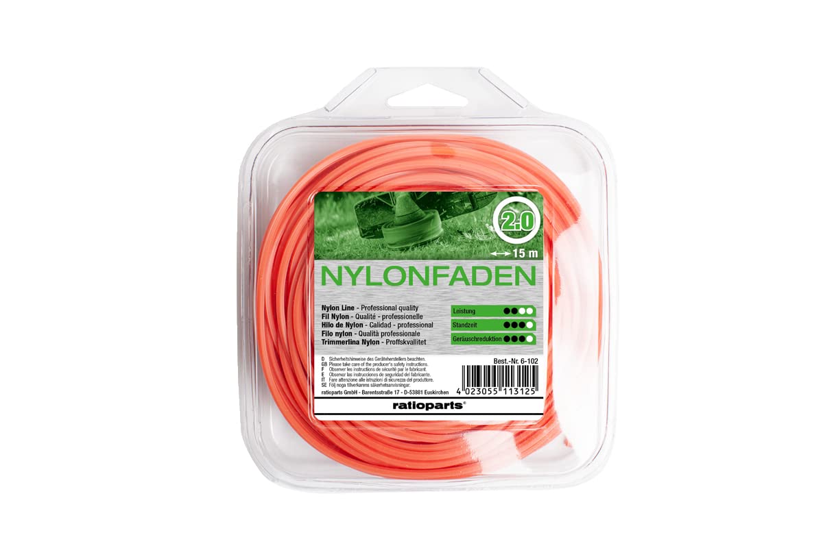Ratioparts Nylon Thread 2.0 mm Copolymer 15 m Round Trimmer Line Orange
