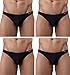 WINDAY Men Briefs Breathable Ice Silk Triangle Bikinis and Briefs D318 XXL 4-Pack Black