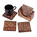 Store Indya Set of 4 Handmade Wooden Coasters Absorbent Cool Drink Coasters with Holder Unique Bar Decor Accessories Best Housewarming Gift (Design 13)