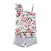 PGXT Girl's Kids Cotton Flower Print Vest Shorts Tops+Short Pants Sets Grey