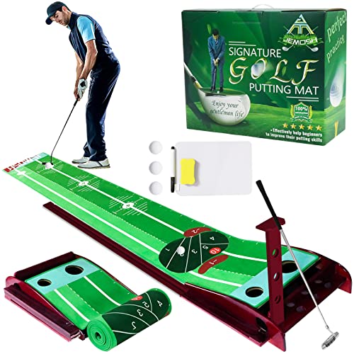 JEMOSH Indoor Golf Putting Green with Ball Return, Portable Putting Mat