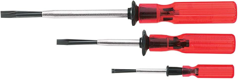 KLEIN TOOLS Screw-Holding Screwdriver Set, 3/16-inch, 1/4-inch and 5/16-inch Slotted Tips SK234, Red