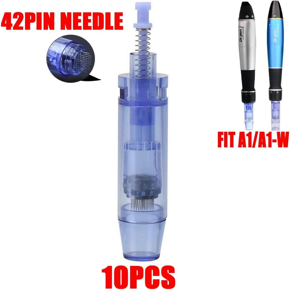 MEIYILI Dr.Pen Cartridges 42Pin Blue Bayonet Coupling Tips Fit For Ultima A1 Derma Auto Pen Permanent Makeup Pen Tattoo Pen (10PCS)