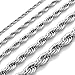 Zysta Rope Style Chain Link 3mm 24inch Stainless Steel Nickel Free Sturdy Necklace Lobster Clasp Neck Cable Women Men Replacement for Charms Pendants Rings