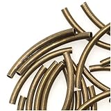 Antiqued Brass Curved Tube Noodle Beads 15mm (50 Beads)