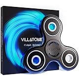 VILLATONE - Black Fidget Spinner - Professional (Si3N4 Ceramic R608 Bearing) - High Speed & Longest Spin. EDC ADHD Focus Figit Tri-Spinner. Boredom Attention Anxiety Hand Toy