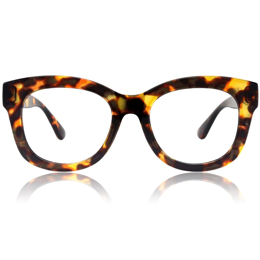 JiSoo Reading Glasses 2.5 Women/Ladies Brown Tortoiseshell Turquoise Designer Readers, Thick Large Round Ladies Reading Glasses 2.5, Tortoise