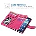 ULAK Galaxy S4 Case, S4 Case - Multi Card Slots Series PU Leather Magnetic Wallet Case Cover for Samsung Galaxy S4 IV i9500 (Hot Pink)