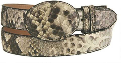 Men's New Genuine Exotic Python Snake Skin Cowboy Western Rodeo Dress Belt Natural Color (34) (38)