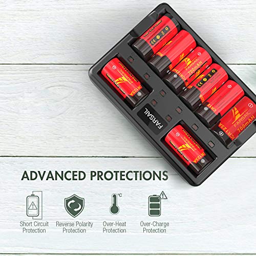 Rechargeable Arlo Batteries and Charger, FARSAIL 8-Pack 700mAH 123A Rechargeable Batteries with Charger for Arlo VMC3030 VMK3200 VMS3130 3230C 3430 3530 Wireless Security Cameras