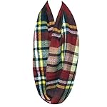 Wrapables Plaid Print Winter Infinity Scarf, Red and Black
