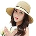 Womens Floppy Summer Sun Beach Straw Hats UPF Packable Bucket Cloche Hat 56-59cm Beige