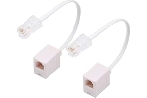 2025-2 Pack RJ45 to RJ11 Converter Adapter Connector M/F Cable,Uvital Telephone RJ11 6P4C Female to